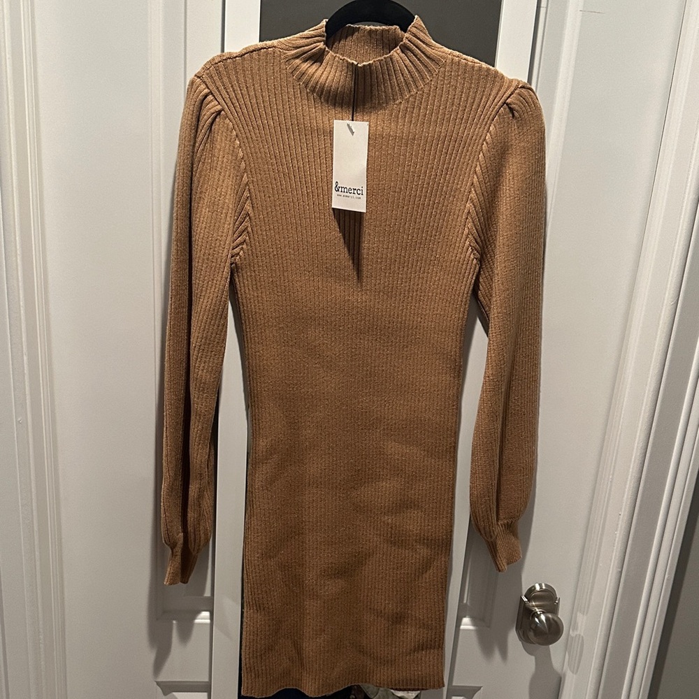 Women's Tan Ribbed Dress